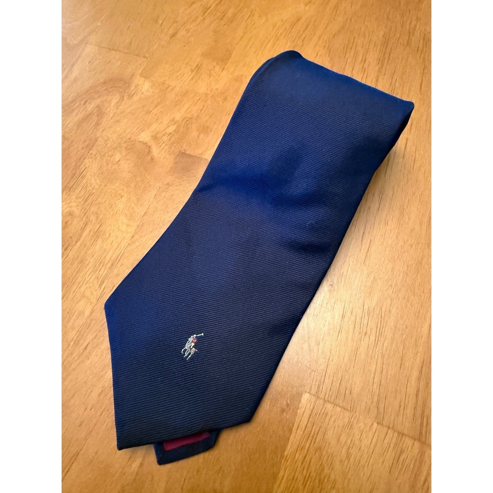 Polo Ralph Lauren Men's Tie Navy Blue Embroidered Pony Logo Classic 4 Inch